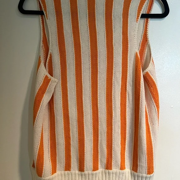 Boho Vintage 70s Orange and White Knit Tank Top size M - Picture 3 of 3
